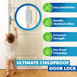 Dwell+Good Door Locks (2-Pack) - Easy To Install Aluminum Home Security Door Locks for Front Door - Child Proof Door Lock for Kids Safety- Withstand 800 lbs of Force & Tamper Proof Top Door Lock Latch