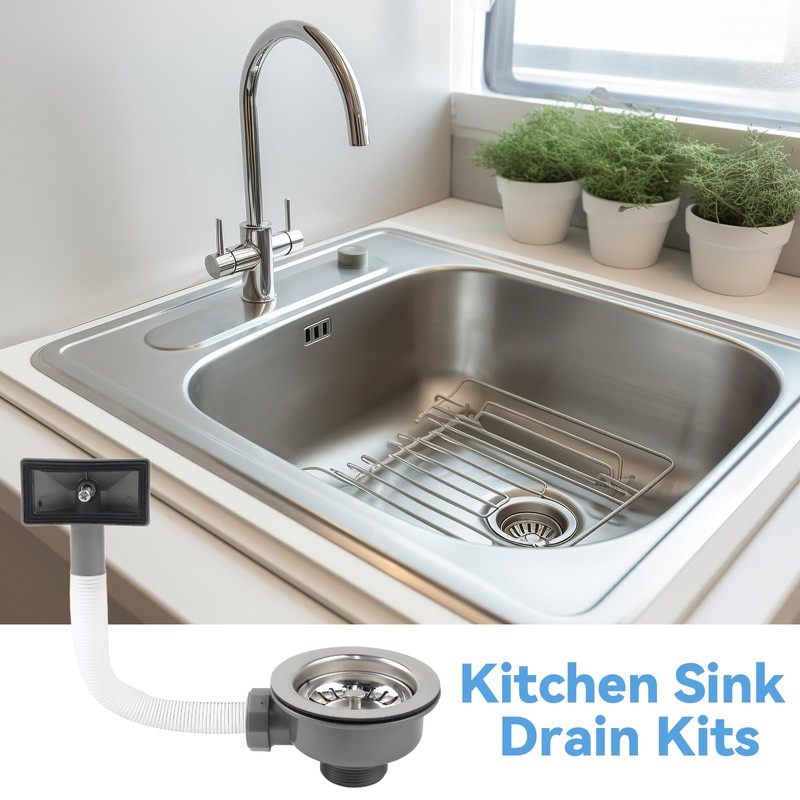BDHYYM Drain Fitting Sink, 114 mm Siphon Kitchen Sink with