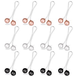 12 PCS Pearl Hijab Pins for Women Muslim, Pearl U Scarf Clips and Hijab Clips for Thin Shawl Scarf Sweater