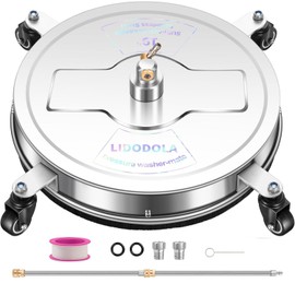 19" Pressure Washer Surface Cleaner with 4 Wheels - Stainless Steel Surface Cleaner for Pressure Washer Attachment for Concrete, Patio, Sidewalk, Deck, Driveways and Daily Washing - PWS 19