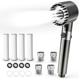 Micro Nano Bubble, High Water Pressure, Water Savings Over 80%, Chlorine Removal, Includes 5 Water Filters, Ultra Fine Water Flow, Heat Retention, Moisturizing, Improves Skin and Hair Care, 3 Modes