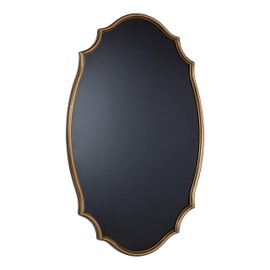 Kate and Laurel Leanna Decorative Scalloped Metal Chalkboard, 24 x 36, Gold, Framed Rounded Oval Vintage Chalkboard for Unique Display, Organization, and Decor