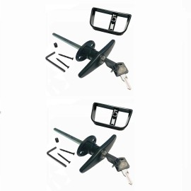 M LOCK 2 SETS 6" BlackT Handle Door Lock Replacement shed gate WHOLE SET 1822