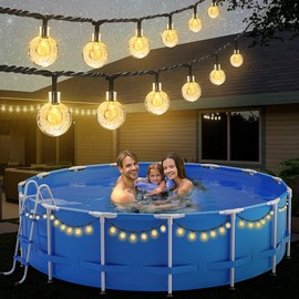 Hahood 72 Ft Solar Pool String Lights for Above Ground Pools 100 LEDs Outdoor Waterproof Pool Trampoline Globe Lights for Frame Pool Decor 8 Lighting Modes Pool Accessories for 14-15 Ft Swimming Pools