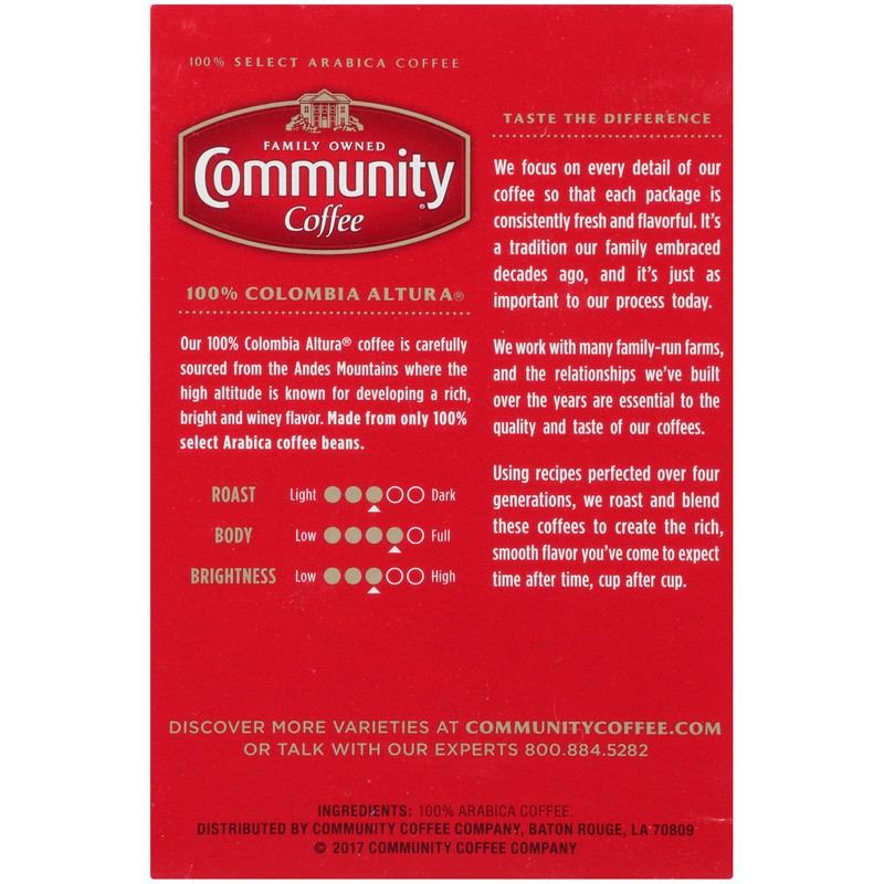 Community Coffee 100% Colombian, 18 Count, Medium-Dark Roast, Single Serve