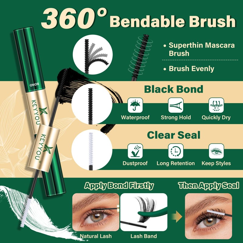 KEYYOU DIY Lash Extension Kit 280pcs Soft Lash Clusters 60D+80D
