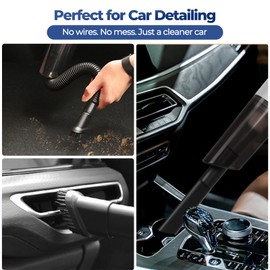 Xquyk Handheld Vacuum Cleaner Cordless, Lightweight 0.49 lb, 3600Pa Suction, 50W Motor, Type-C Rechargeable, Bagless HEPA Filter, 20 Min Runtime for Car, Sofa, Home, Pet Hair（White）