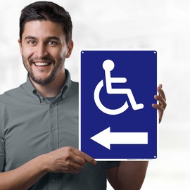 Handicap Accessible With Left Arrow Sign, 10x14 Inches, 55 mil thick HDPS (high density polystyrene), Made in USA by My Sign Center