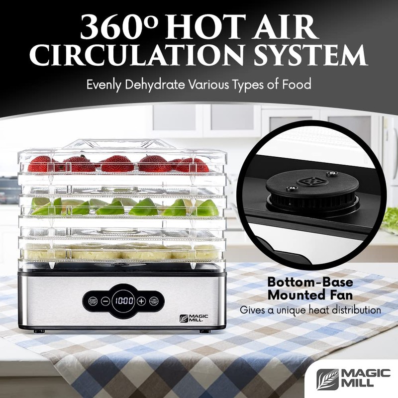 Magic Mill Food Dehydrator Machine | 5 Stackable Stainless Steel
