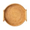 Hand Woven Round Rattan Serving Tray Bread Fruit Dessert Snack