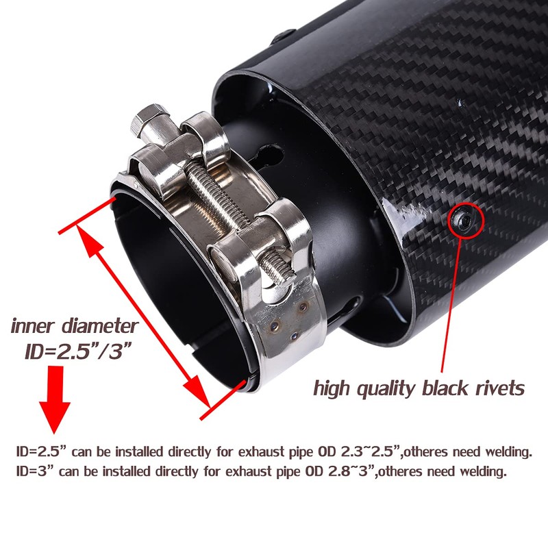 CARMON Real Twill Carbon Fiber Exhaust Pipe Muffler Tips with