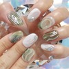 Green Latte Handmade Nail Tips - Petit Square / 그린라떼