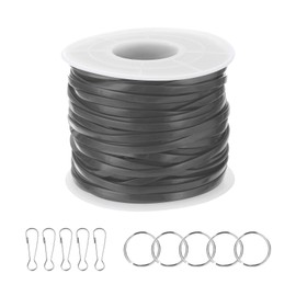 PATIKIL Lanyard String Kit, Plastic Lacing Cord Gimp String Lanyard Weaving Kit with Lanyards Accessories for Jewelry Making DIY Crafts, Bracelets, Keychains, Dark Grey