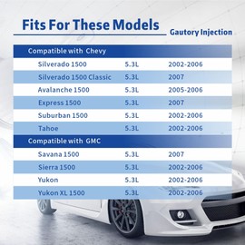 Gautory - Inyectores de combustible compatibles con Chevy Silverado Avalanche Express Suburban 1500 Tahoe, GMC Savana Sierra 1500 Yukon 5.3L 25326903 12580426, juego de 8