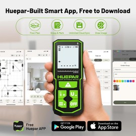 Huepar Bluetooth Green Laser Measuring Tool 200FT, S60-G-BT | APP Control, Green Beam, ±1/16" High Accuracy, Rechargeable USB-C Laser Distance Meter,