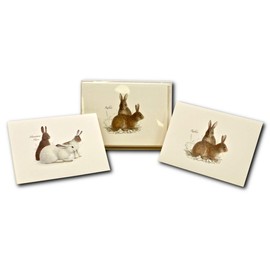 Earth Sky + Water - Rabbit & Hare Assortment Notecard Set - 8 Blank Cards with Envelopes (4 Each of 2 Styles)