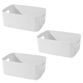 Yngffb Storage Box, Pack of 3 Organiser with Handles, Small Storage Box, for Organising Stackable Storage Boxes with Handles, 19 x 13.5 x 7.5 cm (White)