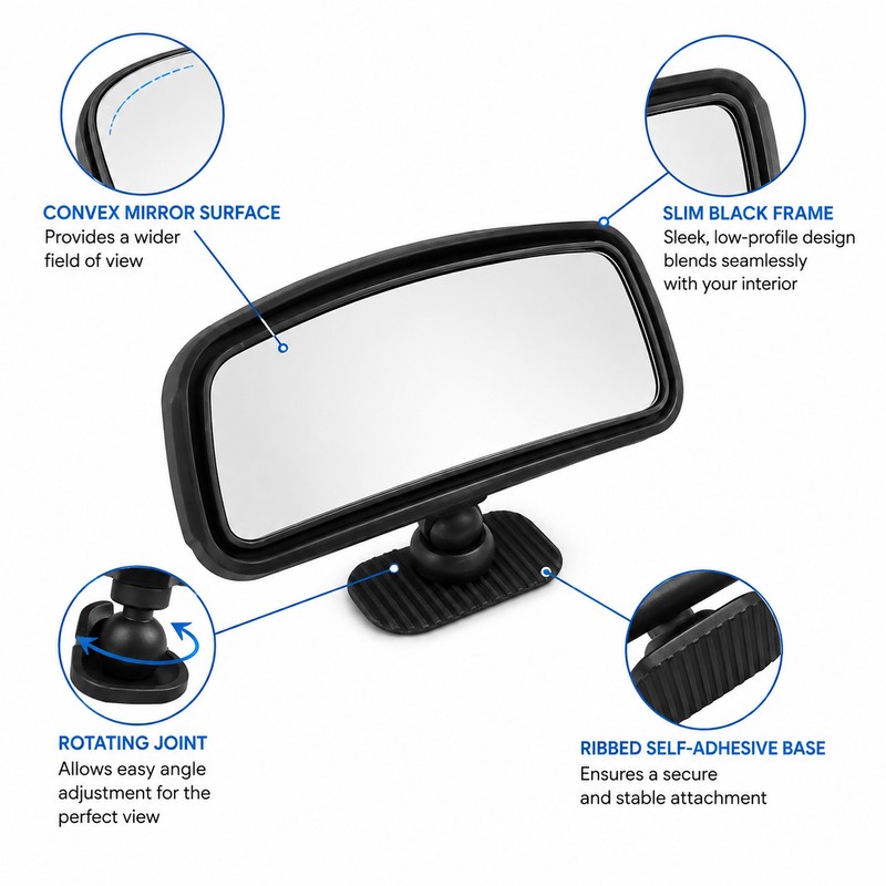 360° Adjustable Blind Spot Mirror for Cars – Wide-Angle Convex