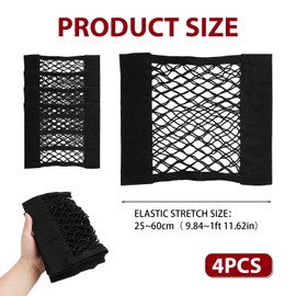 4PCS Kofferraum Netztasche, Auto Gepäcknetz, 30 X 25cm, Universelle Gepäcknetz Organizer, Elastisches Kofferraumnetz Mit Klettverschluss Für Auto Und Suv, Optimale Aufbewahrungslösung Für Mehr Ordnung
