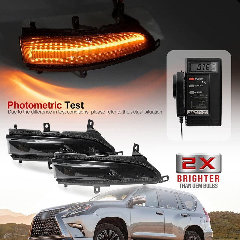 NSLUMO Sequential LED Side Mirror Marker Lights Compatible w/Lex'us GX460