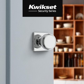 Kwikset Maven Dummy Door Knob, Single Sided Handle for Closets, French Double Doors, and Pantry, Polished Chrome Non-Turning Square Interior Push/Pull Door Knob, with Microban Protection