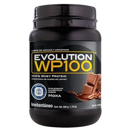 EVOLUTION, Protena de Suero de Leche, WP100, Whey Protein, 18 Aminocidos, Sin Gluten, Sugar Free, Post Workout, Sabor Moka, 24 Porciones, 800g        