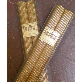 Gold Rush 12 Inch Natural Beeswax Glitter Taper Candles, Gold Color, Boxed Set of 2, Non-Sparking, Non-Toxic, Dripless, Hand Made in California