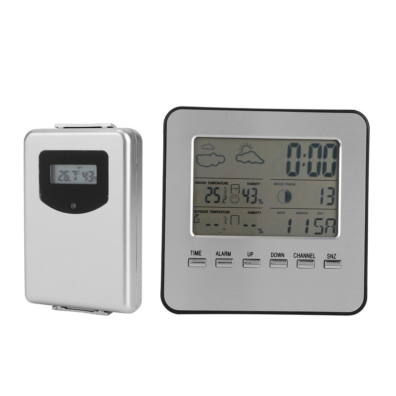 Thermometer Hygrometer with Weather Report Alarm Clock Wireless Temperature Humidity