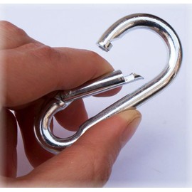 2 x Carabina SNAP HOOK Clips, 8mm Diameter x 80mm Long, HEAVY DUTY with Working Load 200kg, MEGA STRONG GALVANISED Locking Carabiner