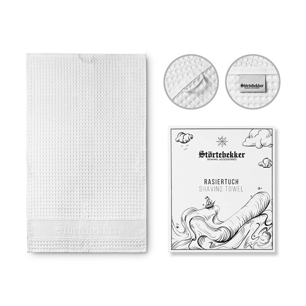 Störtebekker Premium Shaving Towel Made of 100% Cotton - Made in Germany - Towel with Hanging Tab - High-Quality Border - Towel for Shaving