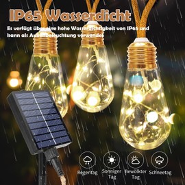 Coomoors Solar Fairy Lights Outdoor 8 m 16 Bulbs 8 Modes Solar Fairy Lights Outdoor Waterproof IP65 Fairy Lights Outdoor Solar for Garden, Patio, Balcony, Wedding, Trees, Warm White