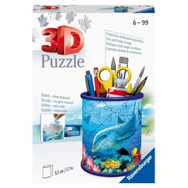 Ravensburger 3D Puzzle 11176 - Utensilo Underwater World - 57 Pieces - Pen Holder for Animal Lovers from 6 Years, Desk Organiser for Children, White