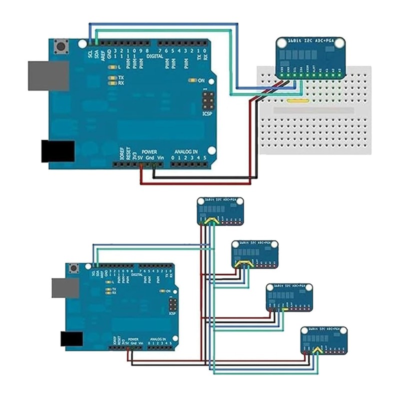 3 x ADS GERUI-1115 (16 Bit) analogue-digital converter ADC development