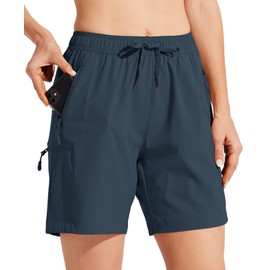 Willit Women's Shorts Hiking Cargo Quick Dry Golf Active Athletic Shorts Lightweight Summer Shorts with Pockets 7" Navy Blue M