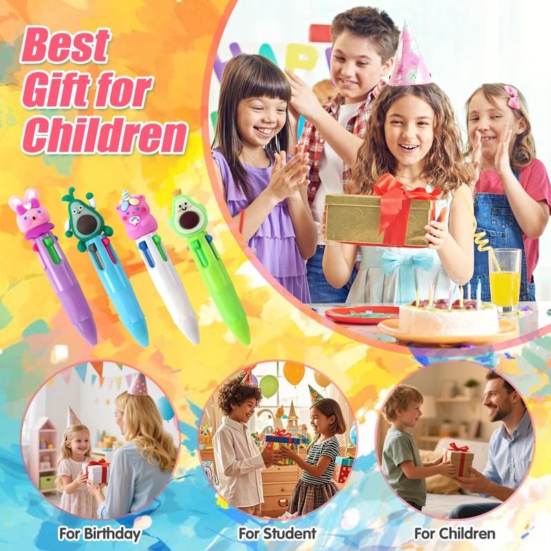 50Pcs 4-in-1 Multicolor Ballpoint Pens All In One Mini Cute