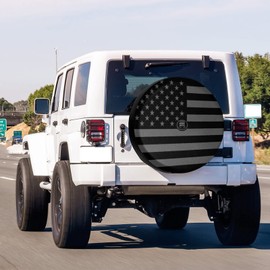 Foruidea Black America Flag Spare Tire Cover with Backup Camera Hole Wheel Tire Cover Fit Trailer, RV, SUV and Many Vehicle 18inch