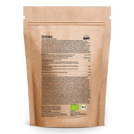 Biotiva Shiitake Pulver Bio 250g (2x125g) - 100% Bio - Shii-Take - Lentinula edodes - Vitalpilz - vegan - ohne Zusatzstoffe - abgefüllt und zertifiziert in Deutschland