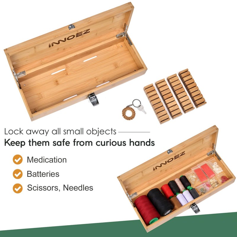 Bamboo Kitchen Knife Holder Lock Box - Knife Drawer Organizer