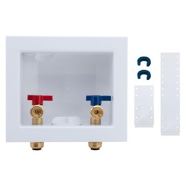 SUNGATOR Push-Fit Laundry Washer Valve Box, Washing Machine Outlet Box with Center Drain, 1/2 Inch Push-Fit Inlet x 3/4 Inch MHT Outlet, with 2 Disconnect Clips