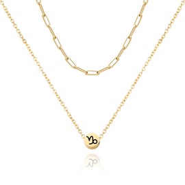Stocking Stuffers Holiday Outfits for Women 2024 Gold Layered Zodiac Necklace for Women 12 constellations Round Pendant Necklace Zodiac Amulet Birthday Gifts