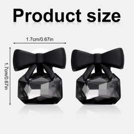 Black Bow Stud Earrings for Women, Cute Rhinestone Stud Earrings Statement Small Faux Crystal Ribbon Bow Jewelry Shiny Gift Bride Wedding Accessories