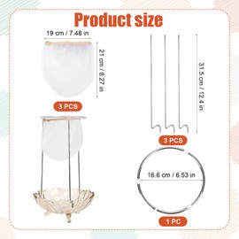 Jelly Strainer Set, Stainless Steel Jelly Strainer Stand with 3 Mesh Filter Bags Reusable Jelly Strainer Sieve Stand Kit for Straining Juice Jam Fruit Tea Milk Coffee Yogurt