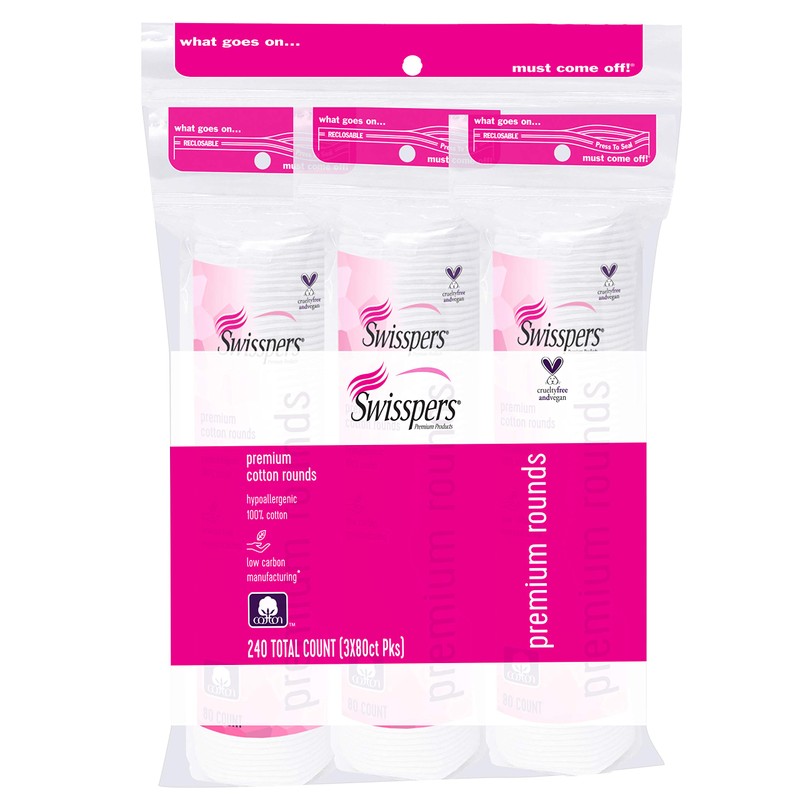 Swisspers - Círculos premium 100% de algodón hipoalergénico, 240 unidades