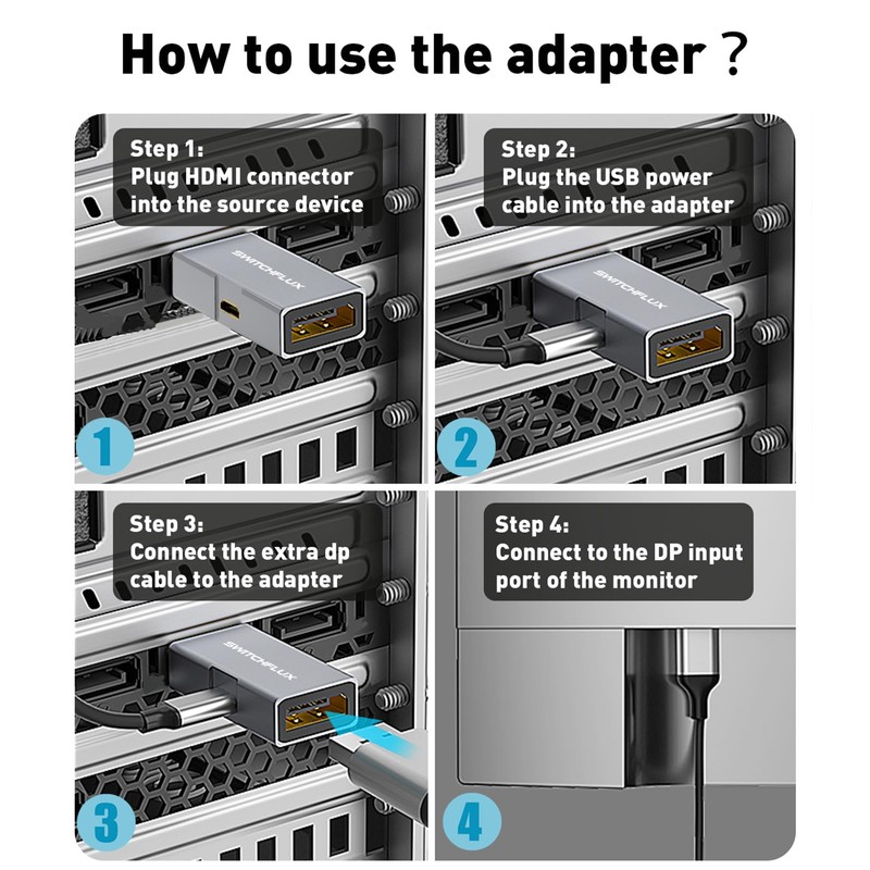 HDMI to DisplayPort Adapter [1 Pack], 4k@60Hz HDMI to DP