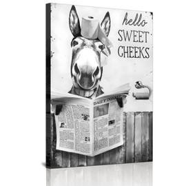 ZFTCN Funny Newspaper Animal Wall Art, Animal Wall Pictures on Toilets, Black and White Canvas Pictures, Bathroom, Bedroom Decoration, Frameless (Ass, 30 x 40 cm)