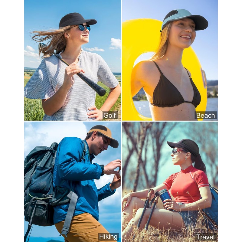 GADIEMKENSD Folding Running Men's Hat Long Brim Golf Hats Quick