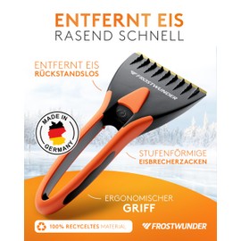 FROSTWUNDER - Ice Scraper Brass Blade [Made in Germany] - 100% Recycled Ice Scraper Car Brass Blade - Durable Car Ice Scraper - Lightning Fast Brass Ice Scraper - Windscreen Scraper Car Stable