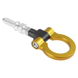 X AUTOHAUX Car Front Bumper Trailer Ring Tow Hook Screw Aluminium Alloy Gold Tone