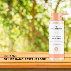 CLEAN BOTÁNICA, Gel de Baño con Extracto de Durazno, Exfoliante Ligero, Sin Parabenos, Restaura tu Piel, 532 ml