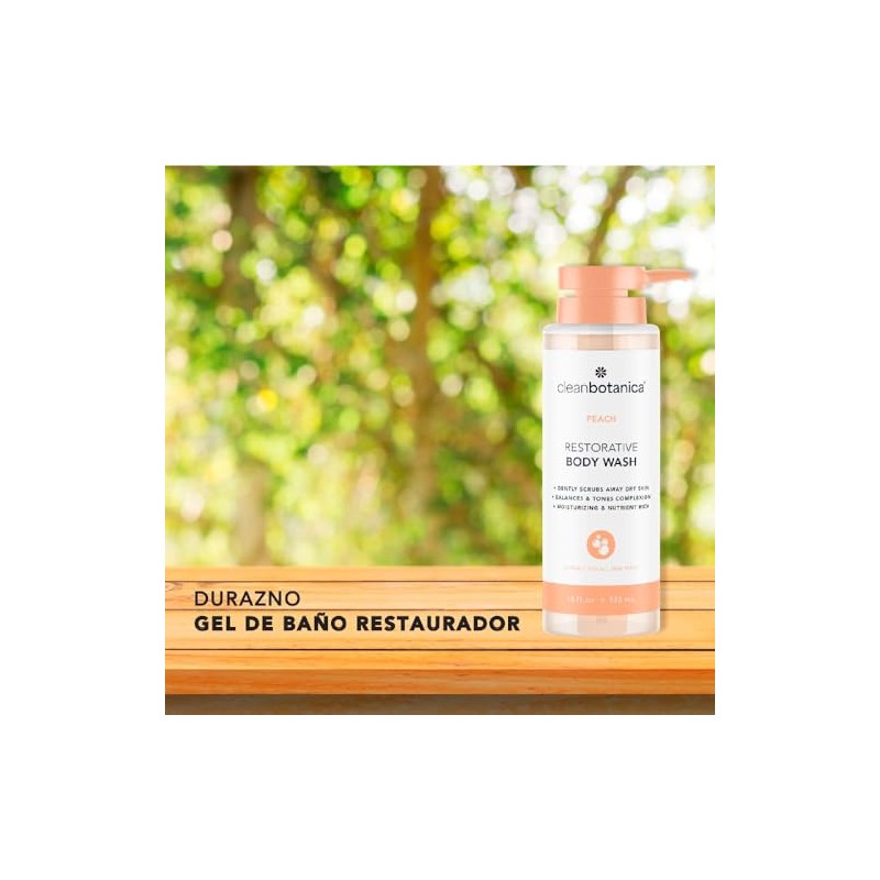 CLEAN BOTÁNICA, Gel de Baño con Extracto de Durazno, Exfoliante